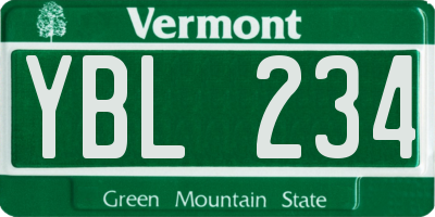 VT license plate YBL234