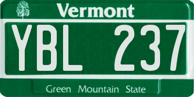 VT license plate YBL237