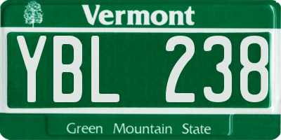 VT license plate YBL238