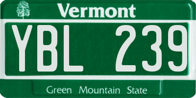 VT license plate YBL239