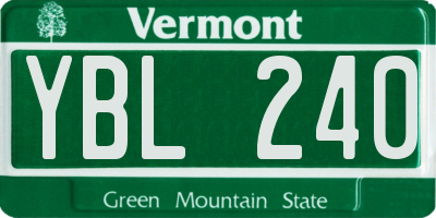 VT license plate YBL240