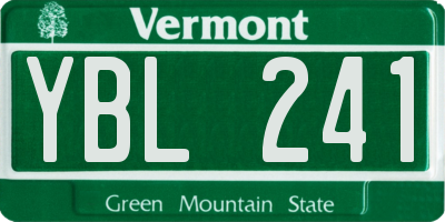 VT license plate YBL241