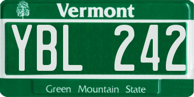 VT license plate YBL242