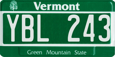VT license plate YBL243