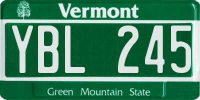 VT license plate YBL245