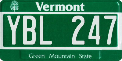VT license plate YBL247