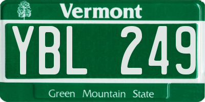 VT license plate YBL249