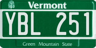 VT license plate YBL251