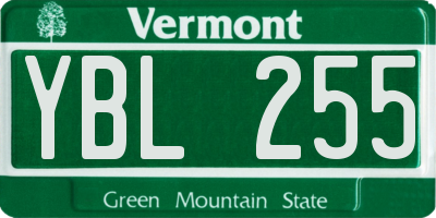 VT license plate YBL255