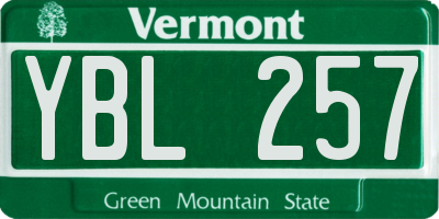 VT license plate YBL257