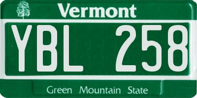 VT license plate YBL258