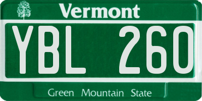 VT license plate YBL260