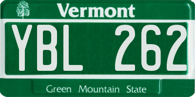 VT license plate YBL262