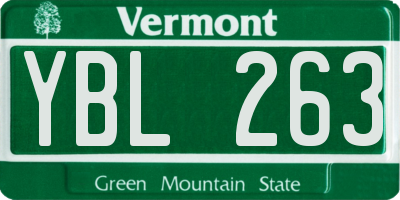 VT license plate YBL263