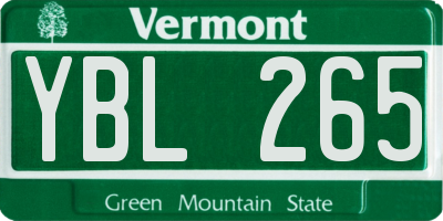 VT license plate YBL265