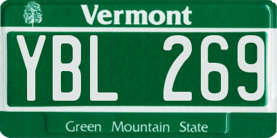 VT license plate YBL269