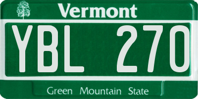 VT license plate YBL270