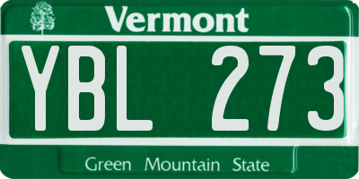 VT license plate YBL273