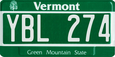 VT license plate YBL274