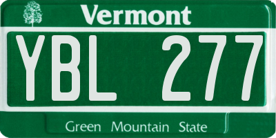 VT license plate YBL277