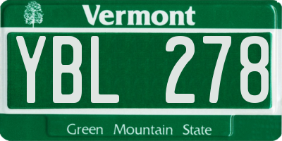 VT license plate YBL278