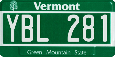 VT license plate YBL281