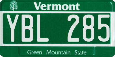 VT license plate YBL285