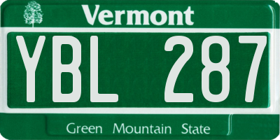 VT license plate YBL287