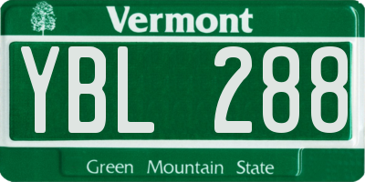 VT license plate YBL288