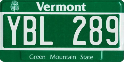 VT license plate YBL289