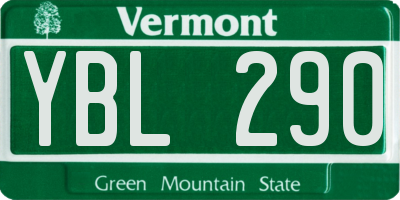 VT license plate YBL290