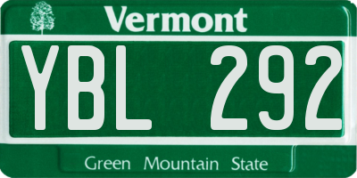 VT license plate YBL292