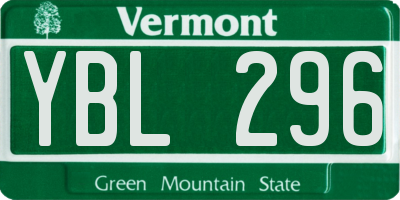 VT license plate YBL296