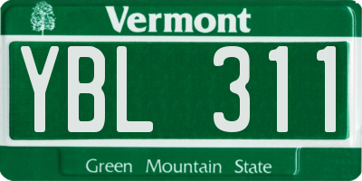 VT license plate YBL311