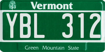 VT license plate YBL312