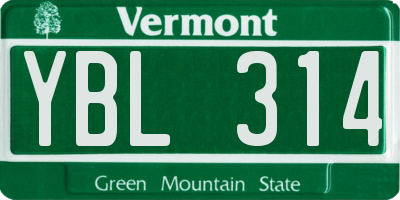 VT license plate YBL314