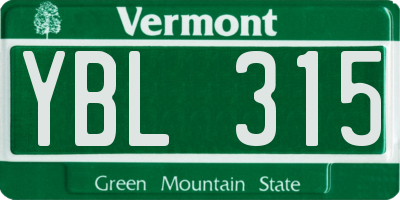 VT license plate YBL315