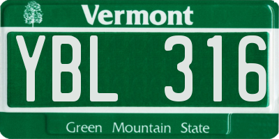 VT license plate YBL316