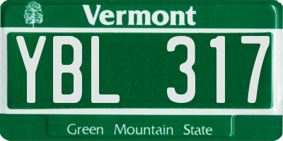 VT license plate YBL317