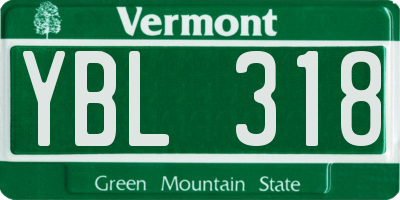 VT license plate YBL318