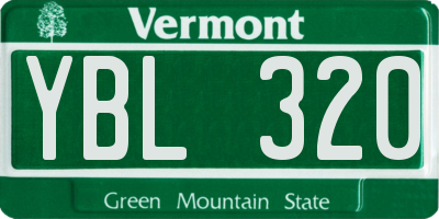 VT license plate YBL320