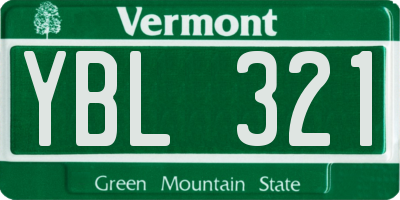 VT license plate YBL321