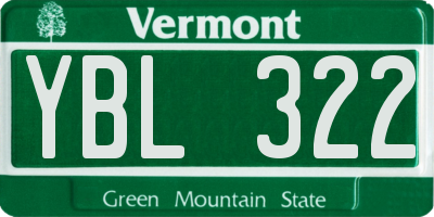 VT license plate YBL322