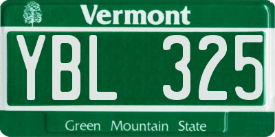 VT license plate YBL325