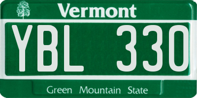 VT license plate YBL330