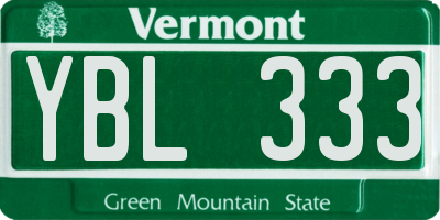 VT license plate YBL333