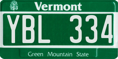 VT license plate YBL334