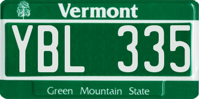 VT license plate YBL335