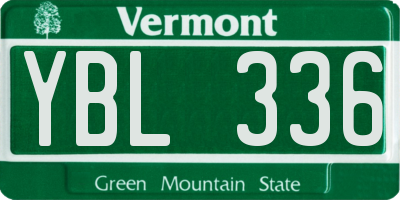 VT license plate YBL336