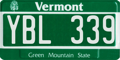 VT license plate YBL339